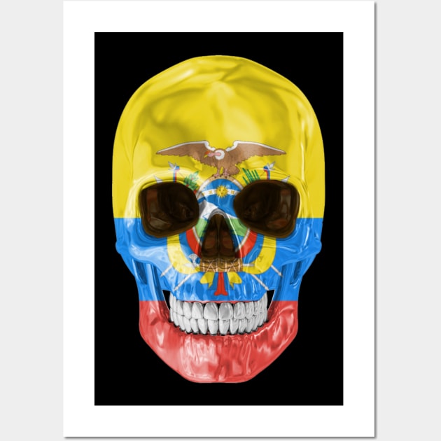 Ecuador Flag Skull - Gift for Ecuadorian With Roots From Ecuador Wall Art by Country Flags